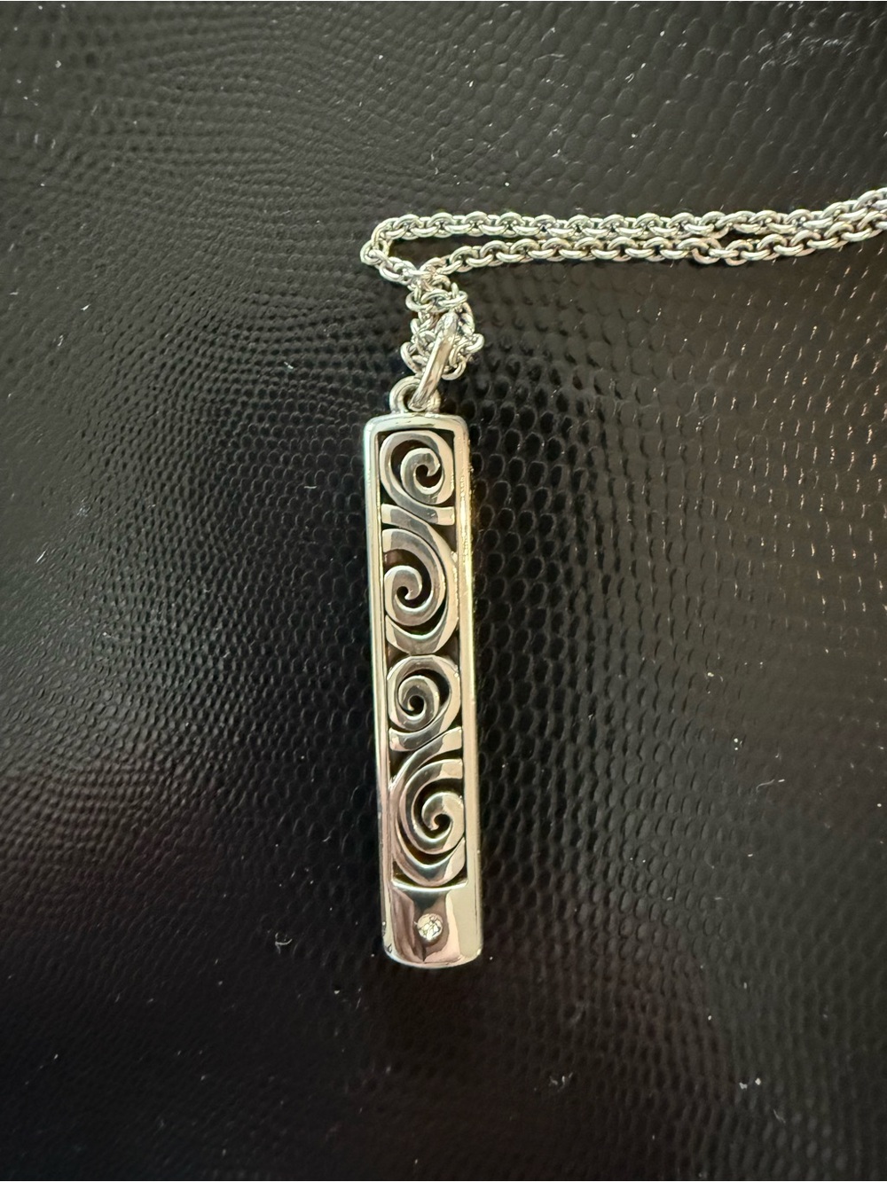 Brighton Silver Swirl Bar Pendant Necklace